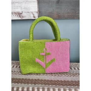 Seaglass Collection Lime Green Pink Anchor Seaglass Small Tote Purse